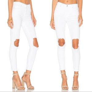 White Free People Busted Knee Skinny Jean
